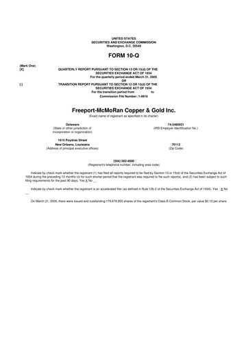 Thumbnail Freeport-McMoRan 10-Q Quarterly Report FY 