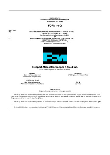 Thumbnail Freeport-McMoRan 10-Q Quarterly Report FY 