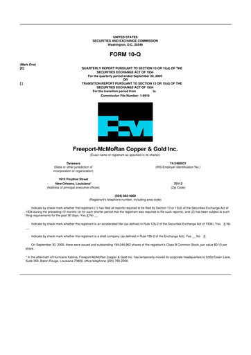 Thumbnail Freeport-McMoRan 10-Q Quarterly Report FY 