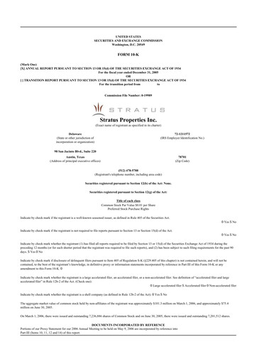 Thumbnail Stratus Properties 10-K Annual Report 