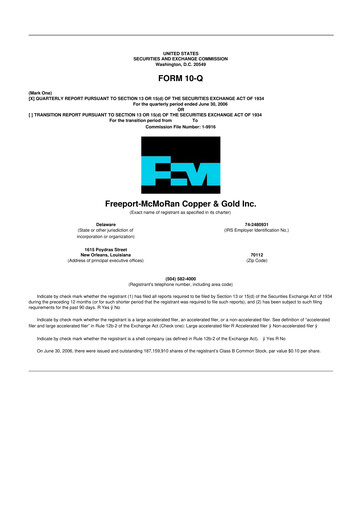 Thumbnail Freeport-McMoRan 10-Q Quarterly Report FY 