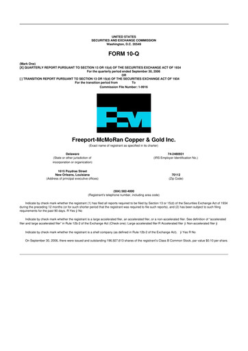 Thumbnail Freeport-McMoRan 10-Q Quarterly Report FY 