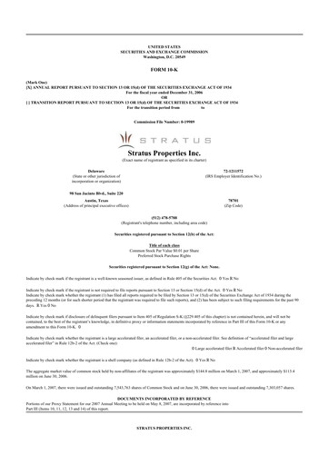 Thumbnail Stratus Properties 10-K Annual Report 