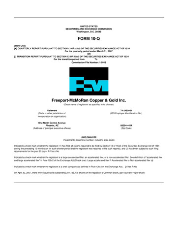 Thumbnail Freeport-McMoRan 10-Q Quarterly Report FY 