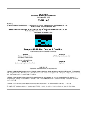 Thumbnail Freeport-McMoRan 10-Q Quarterly Report FY 