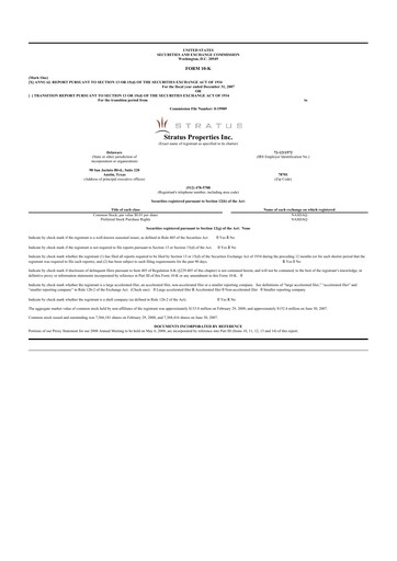 Thumbnail Stratus Properties 10-K Annual Report 