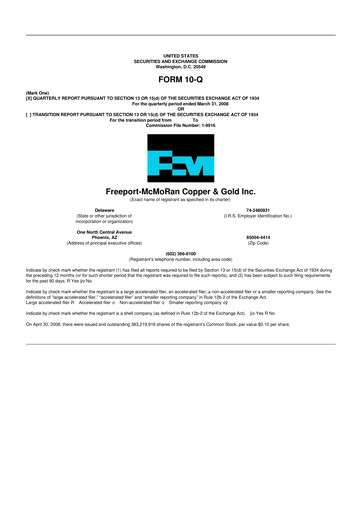Thumbnail Freeport-McMoRan 10-Q Quarterly Report FY 