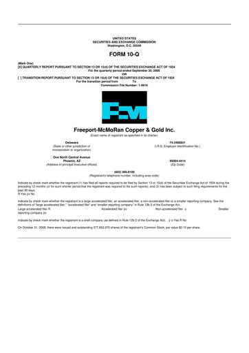 Thumbnail Freeport-McMoRan 10-Q Quarterly Report FY 