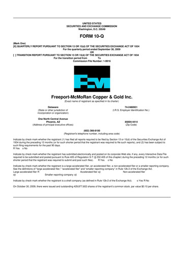 Thumbnail Freeport-McMoRan 10-Q Quarterly Report FY 