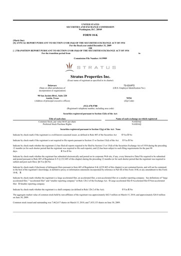 Thumbnail Stratus Properties 10-K Annual Report 
