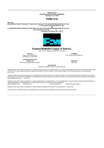 Thumbnail Freeport-McMoRan 10-Q Quarterly Report FY2011 