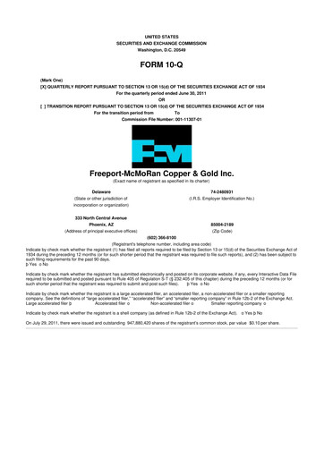 Thumbnail Freeport-McMoRan 10-Q Quarterly Report FY2011 