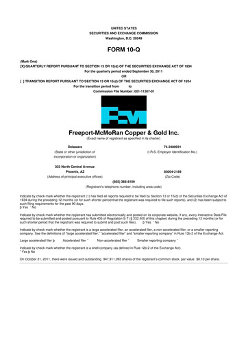 Thumbnail Freeport-McMoRan 10-Q Quarterly Report FY2011 