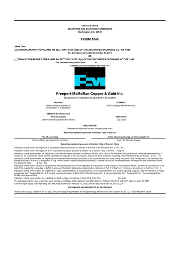 Thumbnail Freeport-McMoRan 10-K Annual Report 2011
