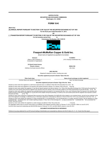 Thumbnail Freeport-McMoRan 10-K Annual Report 2012