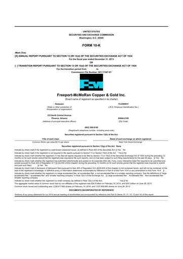 Thumbnail Freeport-McMoRan 10-K Annual Report 2013