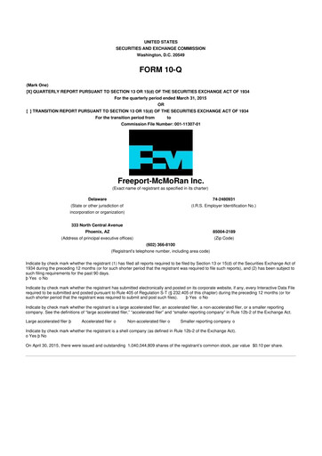 Thumbnail Freeport-McMoRan 10-Q Quarterly Report FY2015 