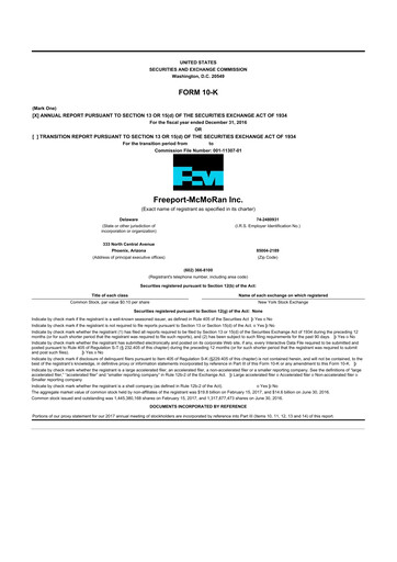 Thumbnail Freeport-McMoRan 10-K Annual Report 2016