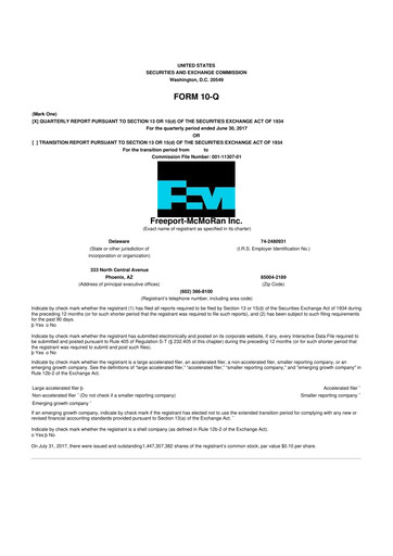 Thumbnail Freeport-McMoRan 10-Q Quarterly Report FY2017 