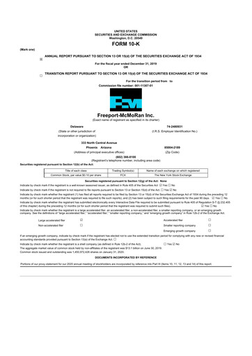Thumbnail Freeport-McMoRan 10-K Annual Report 2019