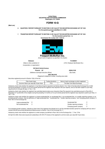 Thumbnail Freeport-McMoRan 10-Q Quarterly Report FY2020 