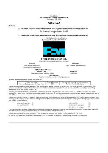 Thumbnail Freeport-McMoRan 10-Q Quarterly Report FY2022 
