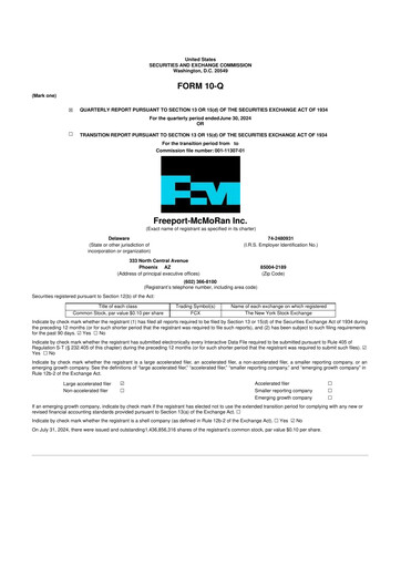 Thumbnail Freeport-McMoRan 10-Q Quarterly Report FY2024 