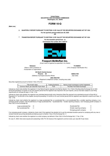 Thumbnail Freeport-McMoRan 10-Q Quarterly Report FY2025 