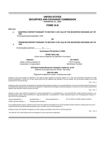 Thumbnail Tetra Tech
 10-Q Quarterly Report FY2018 