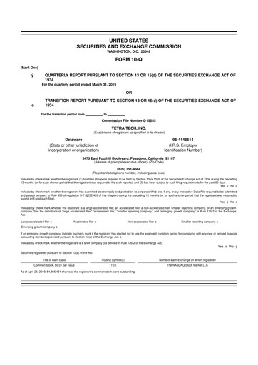 Thumbnail Tetra Tech
 10-Q Quarterly Report FY2019 