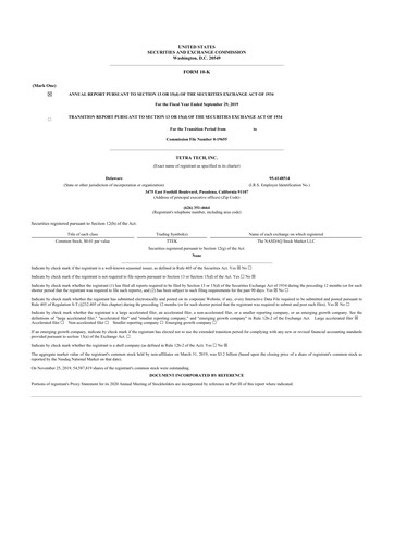 Thumbnail Tetra Tech
 10-K Annual Report 2019