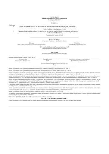 Thumbnail Tetra Tech
 10-K Annual Report 2020