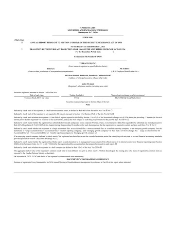 Thumbnail Tetra Tech
 10-K Annual Report 2023