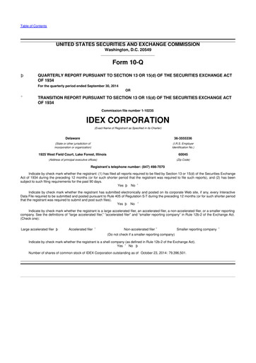 Vorschaubild IDEX 10-Q Quartalsbericht 2014 