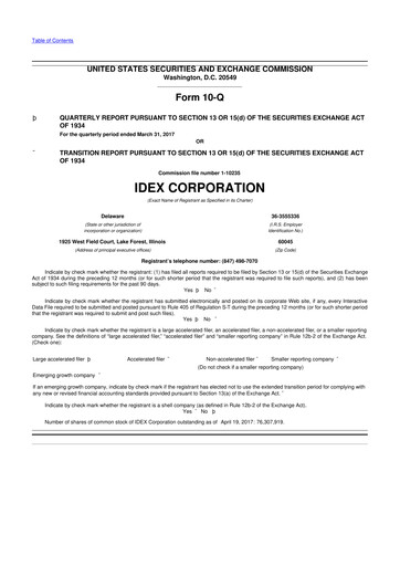 Vorschaubild IDEX 10-Q Quartalsbericht 2017 