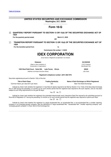 Vorschaubild IDEX 10-Q Quartalsbericht 2020 