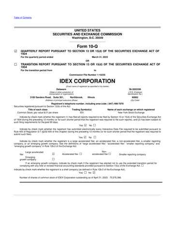 Vorschaubild IDEX 10-Q Quartalsbericht 2023 