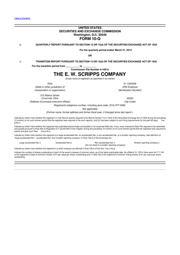 Thumbnail E. W. Scripps Company
 10-Q Quarterly Report FY2014 