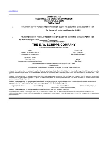 Thumbnail E. W. Scripps Company
 10-Q Quarterly Report FY2014 