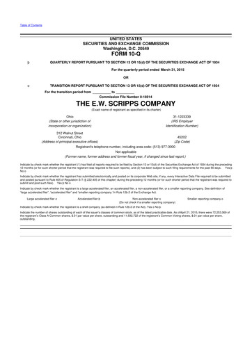 Thumbnail E. W. Scripps Company
 10-Q Quarterly Report FY2015 