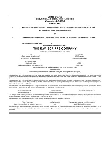 Thumbnail E. W. Scripps Company
 10-Q Quarterly Report FY2019 