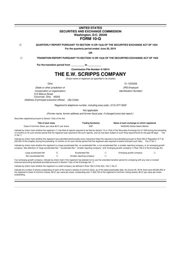 Thumbnail E. W. Scripps Company
 10-Q Quarterly Report FY2019 