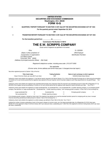 Thumbnail E. W. Scripps Company
 10-Q Quarterly Report FY2019 