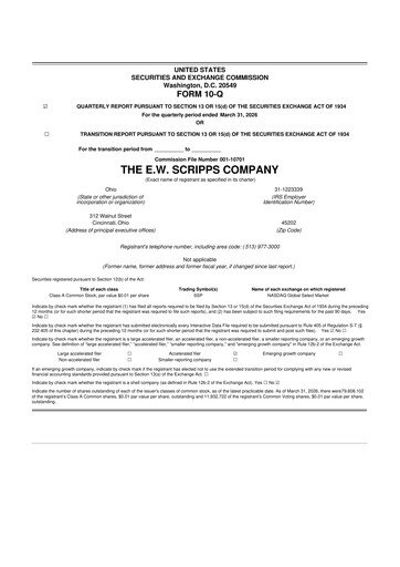 Thumbnail E. W. Scripps Company
 10-Q Quarterly Report FY 