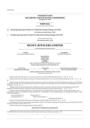 Miniature Signet Jewelers
 10-K Rapport annuel 2020