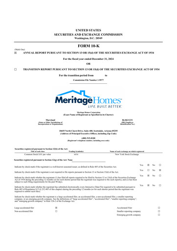 Thumbnail Meritage Homes 10-K Annual Report 2024