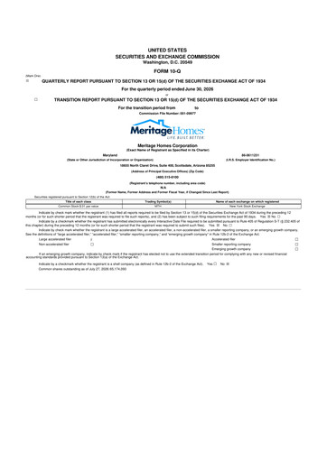 Thumbnail Meritage Homes 10-Q Quarterly Report FY2026 