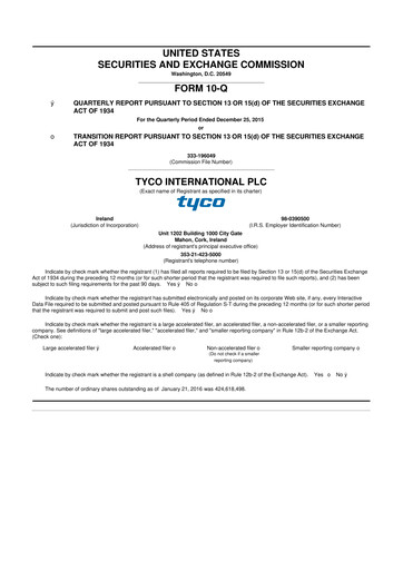 Thumbnail Johnson Controls
 10-Q Quarterly Report FY2016 