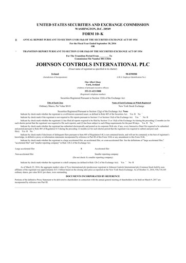 Thumbnail Johnson Controls
 10-K Annual Report 2016