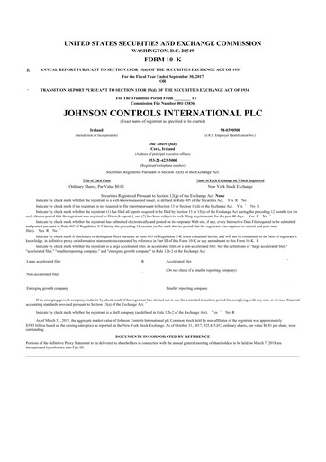 Thumbnail Johnson Controls
 10-K Annual Report 2017